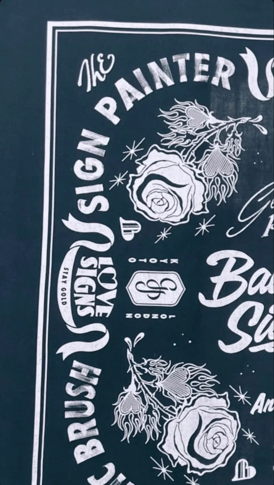 BACK AND FORTH SIGNS.CO. 20周年 Ged Palmer コラボ グラフィックTシャツ サインペインティング　ネイビー