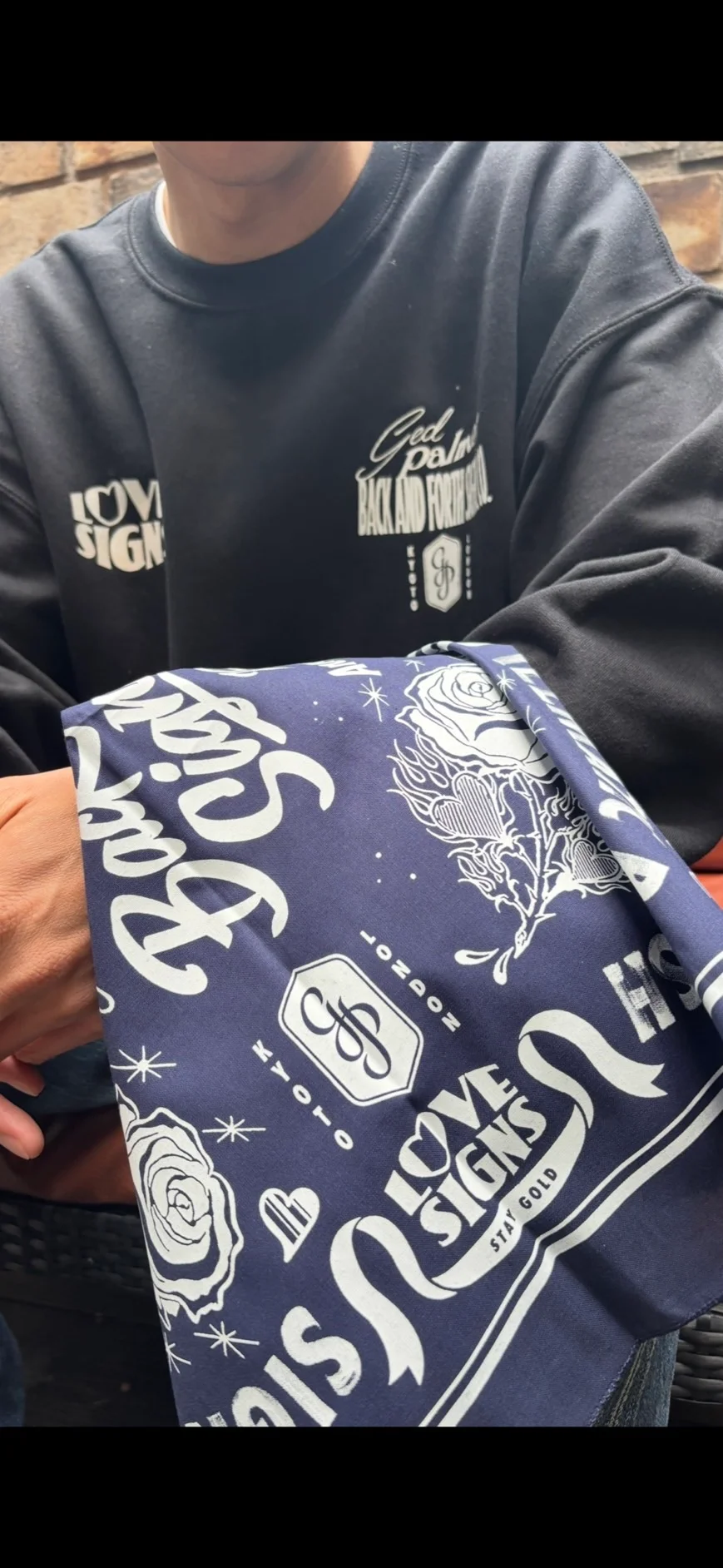 BACK AND FORTH SIGNS.CO. 20周年 Ged Palmer コラボ グラフィックTシャツ サインペインティング　ネイビー