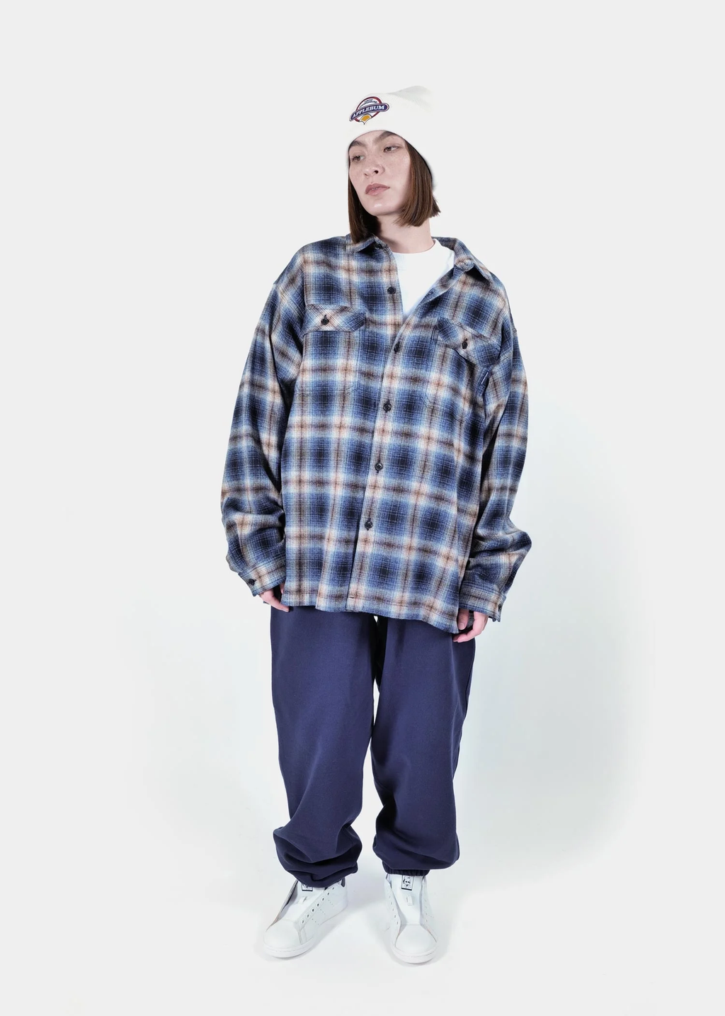 APPLEBUM  ( アップルバム ) /  Melange Check Nel Shirt  (メランジェ チェック ネル シャツ) / Navy  ( ネイビー )