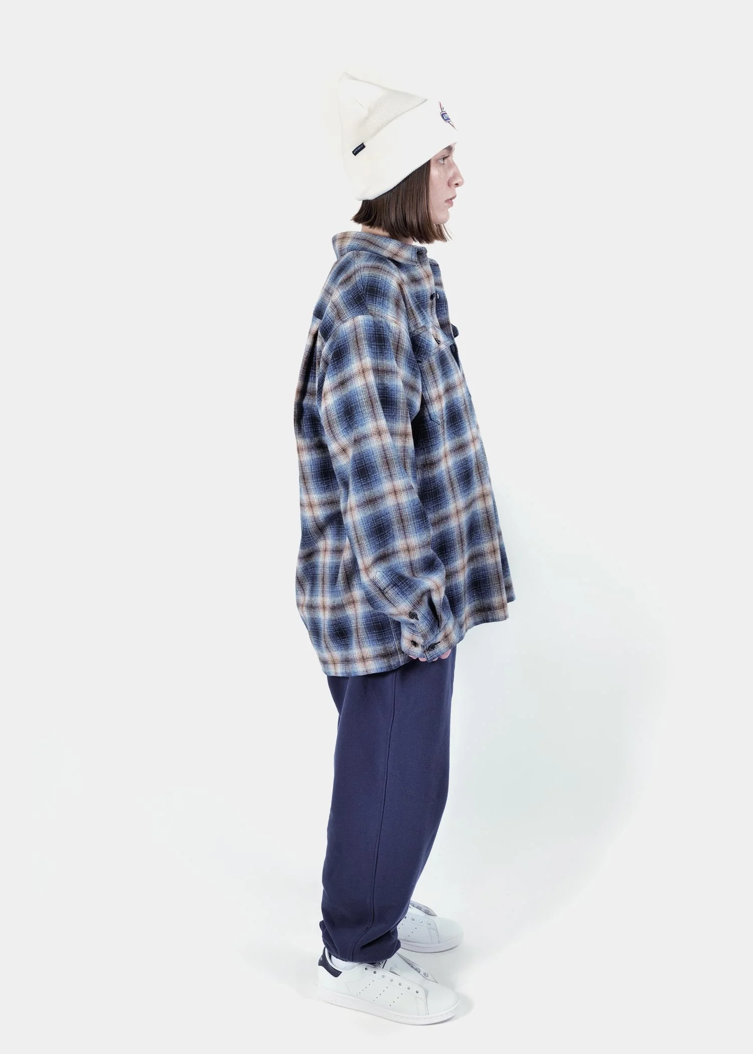 APPLEBUM  ( アップルバム ) /  Melange Check Nel Shirt  (メランジェ チェック ネル シャツ) / Navy  ( ネイビー )