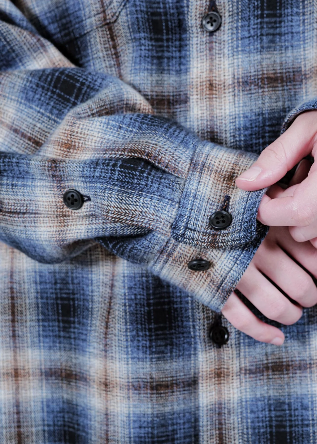 APPLEBUM  ( アップルバム ) /  Melange Check Nel Shirt  (メランジェ チェック ネル シャツ) / Navy  ( ネイビー )