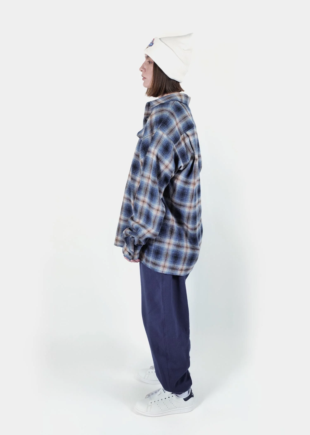 APPLEBUM  ( アップルバム ) /  Melange Check Nel Shirt  (メランジェ チェック ネル シャツ) / Navy  ( ネイビー )