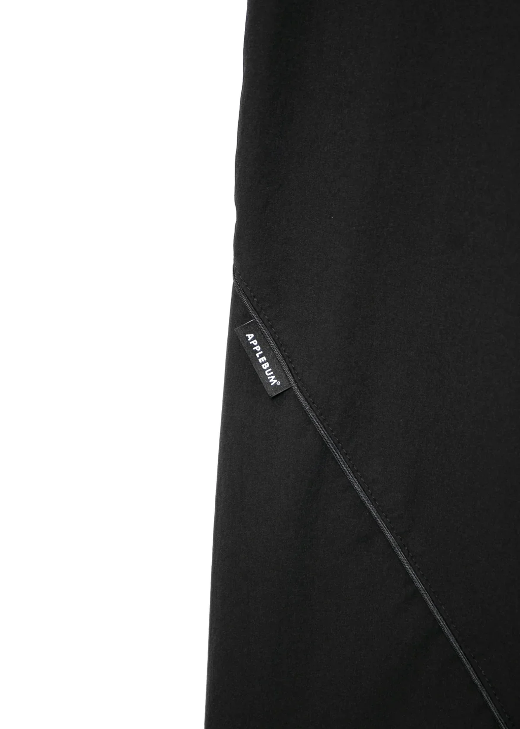 APPLEBUM raidback fabric ナイロンパンツ メンズ ワイドシルエット ミリタリー リフレクター セットアップ　ブラック　トレーニングパンツ　ロゴ　拡大