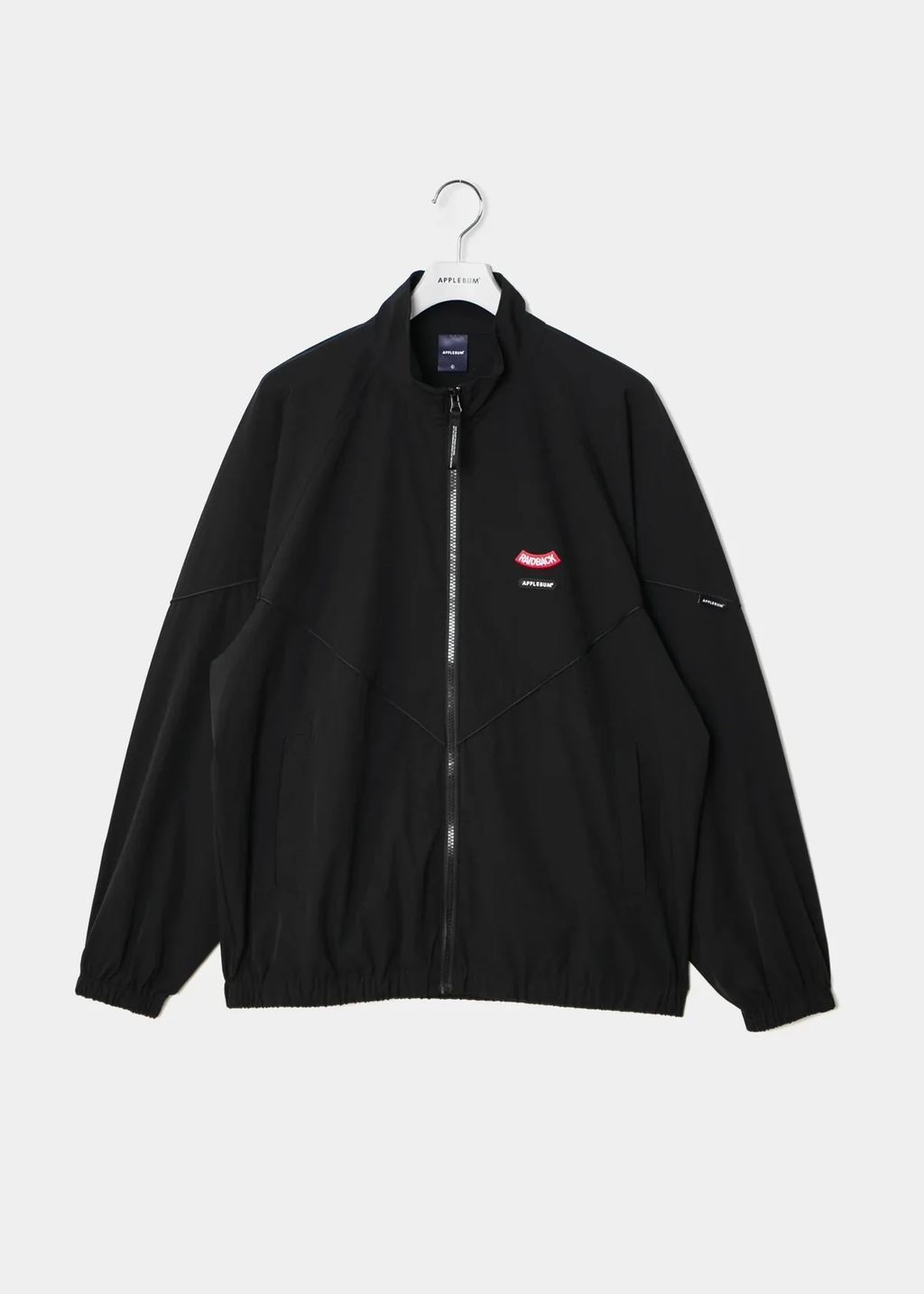 APPLEBUM raidback fabric ナイロンジャケット メンズ リフレクターロゴ セットアップ対応 ストリート ブラック　正面