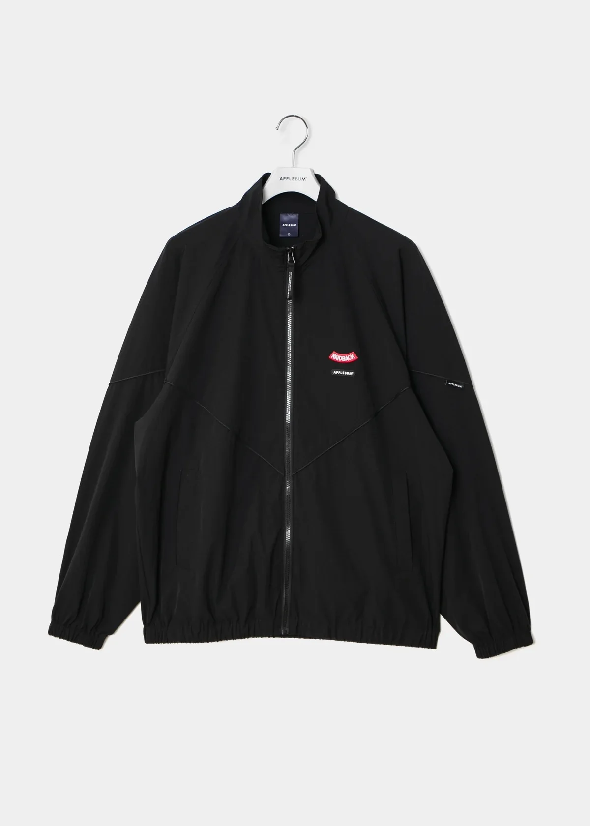 APPLEBUM raidback fabric ナイロンジャケット メンズ リフレクターロゴ セットアップ対応 ストリート ブラック　正面