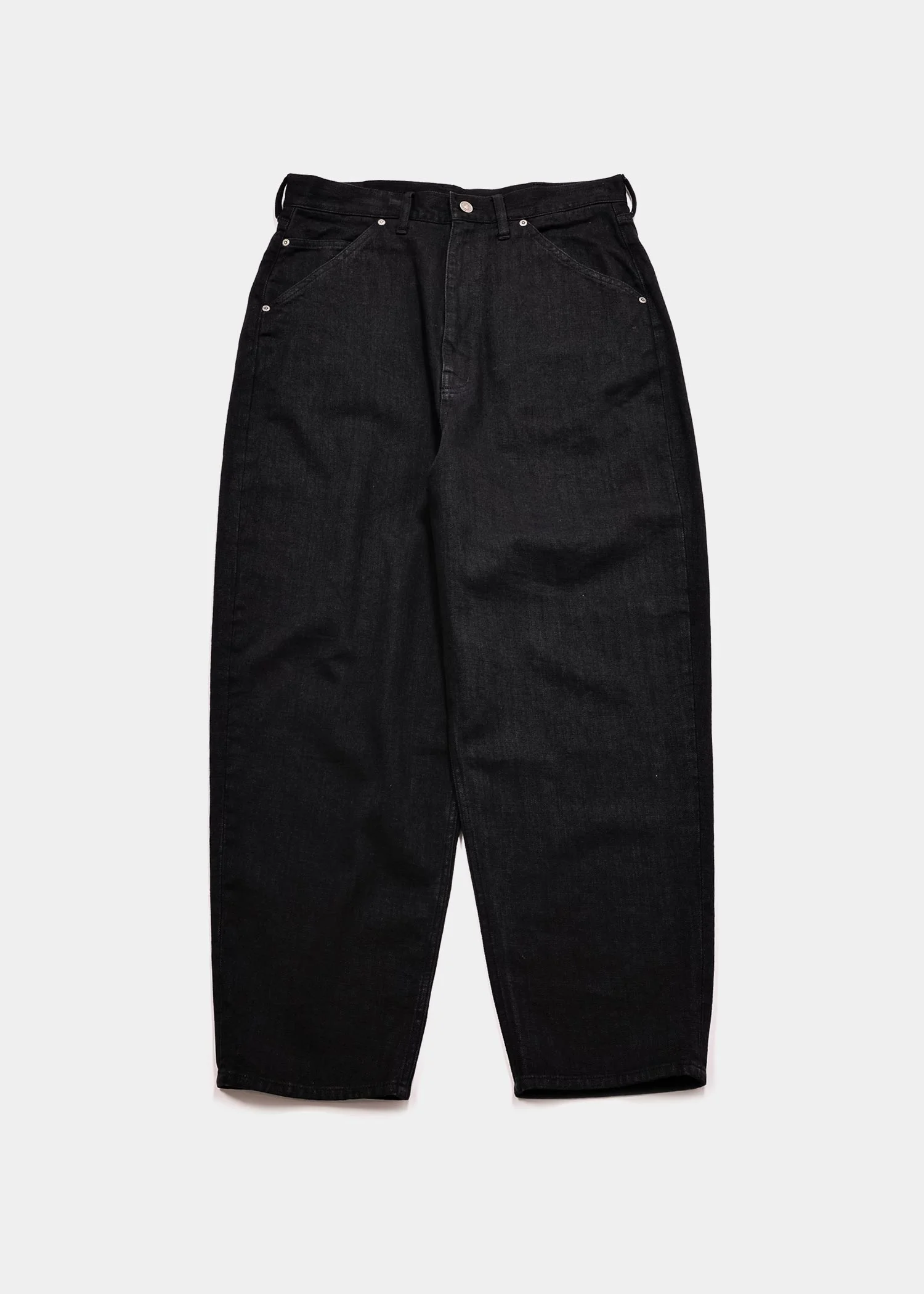 APPLEBUM Selena ワイドテーパード デニムパンツ メンズ 12oz ストレッチ ジーンズ ブラック　正面