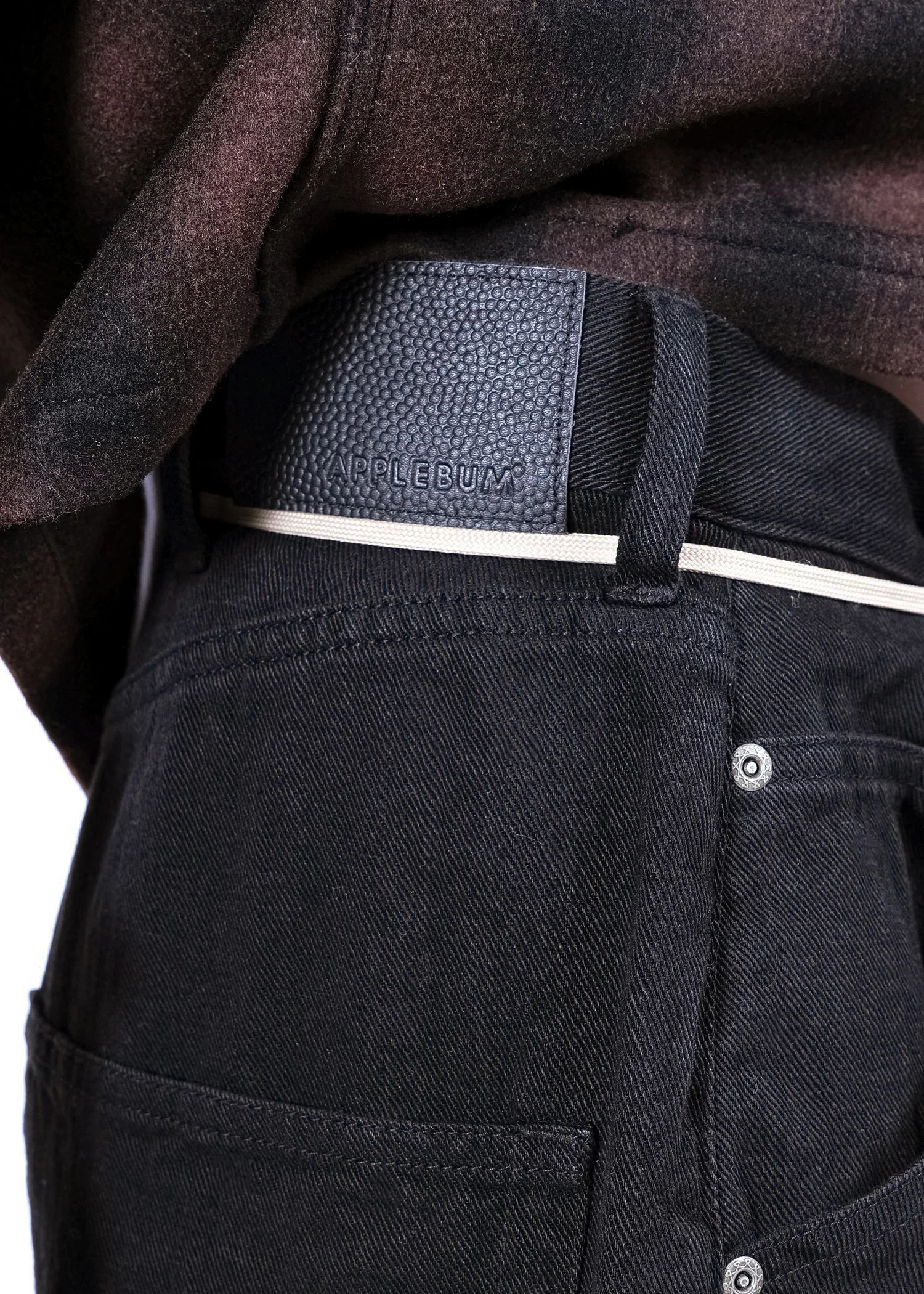 APPLEBUM Selena ワイドテーパード デニムパンツ メンズ 12oz ストレッチ ジーンズ ウェスト部分