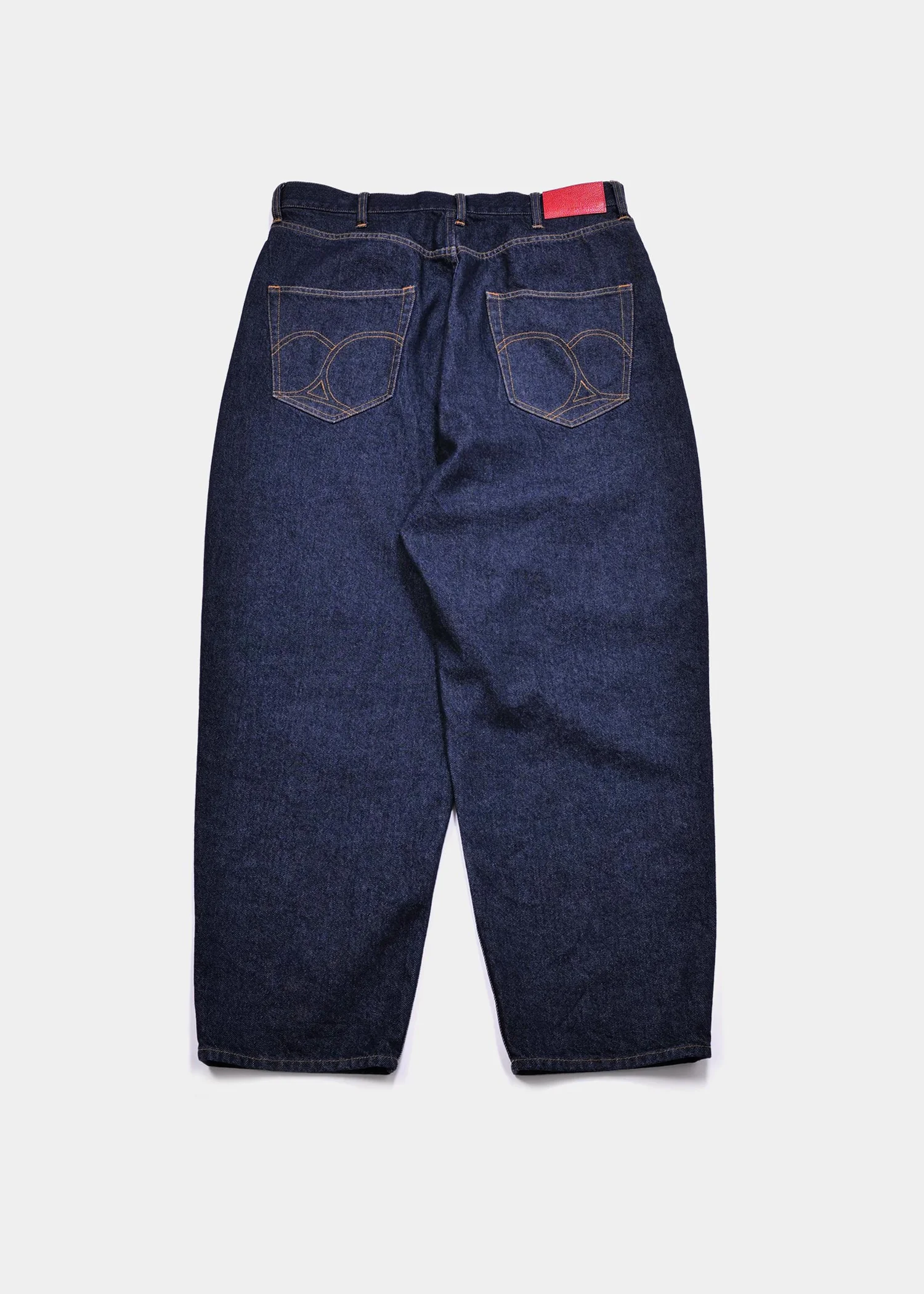 APPLEBUM Selena ワイドテーパード デニムパンツ メンズ 12oz ストレッチ ジーンズ インディゴ　バック