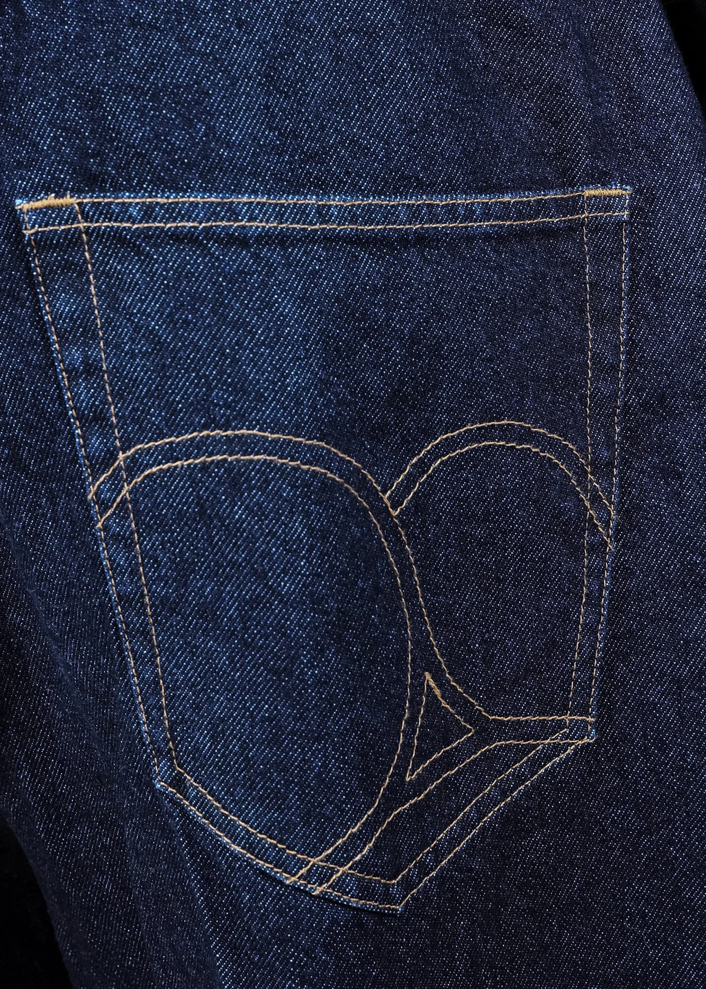 APPLEBUM Selena ワイドテーパード デニムパンツ メンズ 12oz ストレッチ ジーンズ インディゴ バッグ　ステッチ　拡大