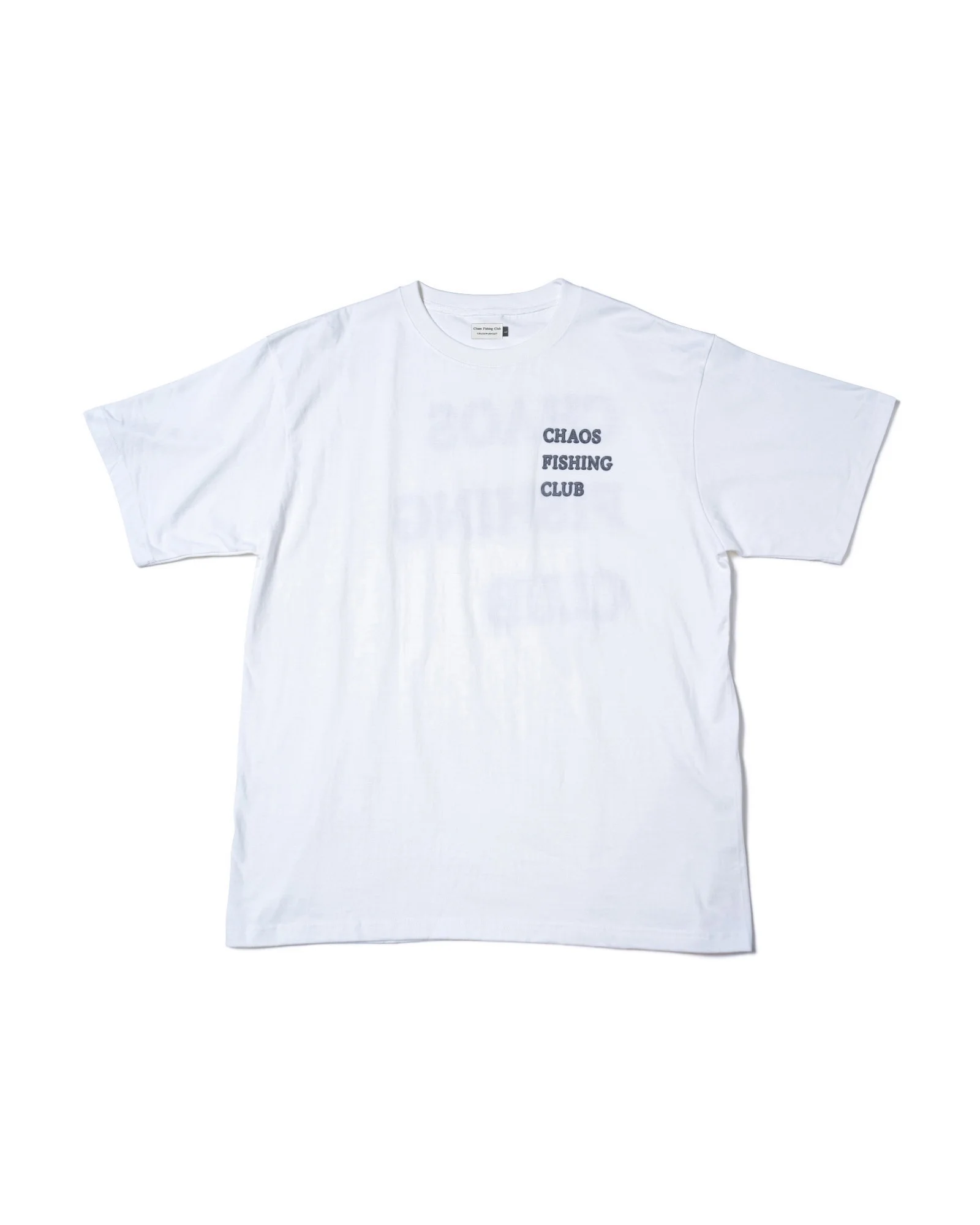 CHAOS FISHING CLUB ロゴTシャツ メンズ バックプリント 6.2oz コットン 半袖 ホワイト　正面