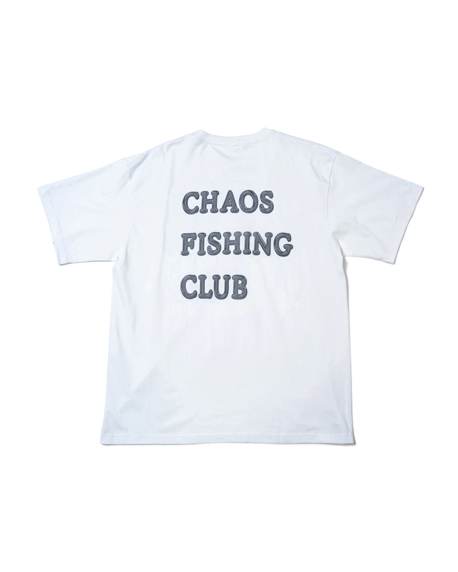 CHAOS FISHING CLUB ロゴTシャツ メンズ バックプリント 6.2oz コットン 半袖 ホワイト　バック