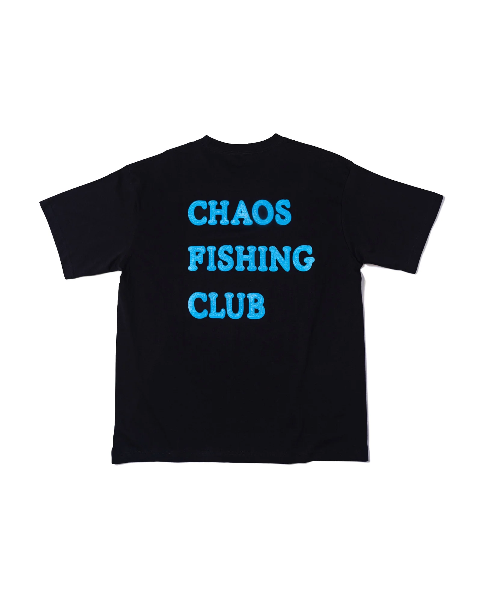 CHAOS FISHING CLUB ロゴTシャツ メンズ バックプリント 6.2oz コットン 半袖 ブラック　バック