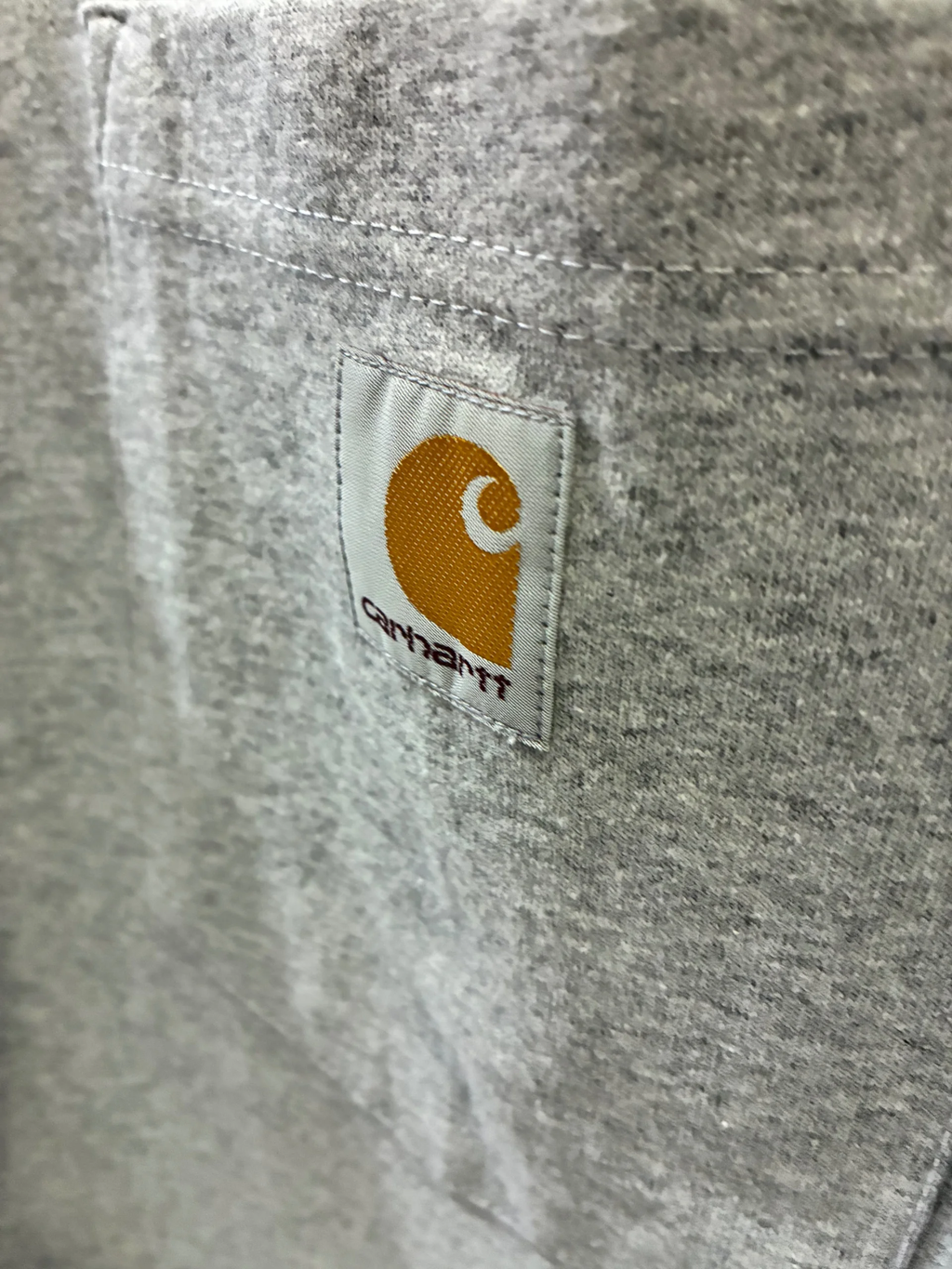 Carhartt ポケットTシャツ メンズ ヘビーウェイト ルーズフィット 半袖Tシャツ　グレー　胸元　ロゴ