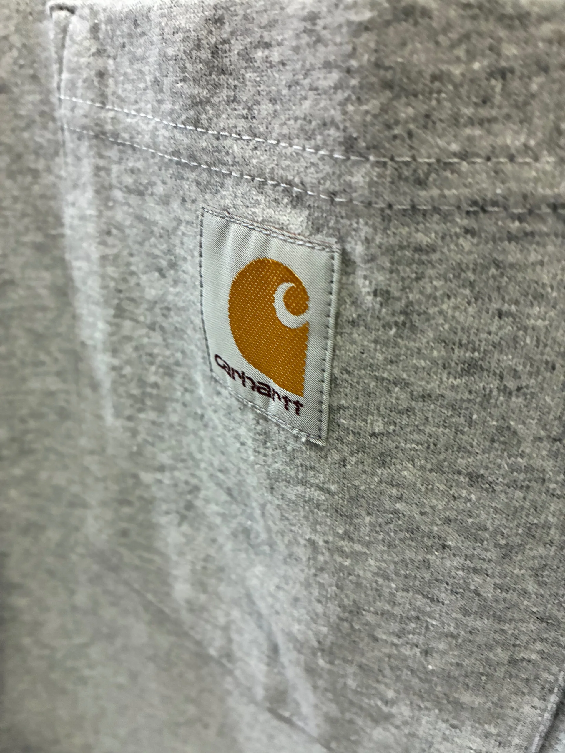 Carhartt ポケットTシャツ メンズ ヘビーウェイト ルーズフィット 半袖Tシャツ　グレー　胸元　ロゴ