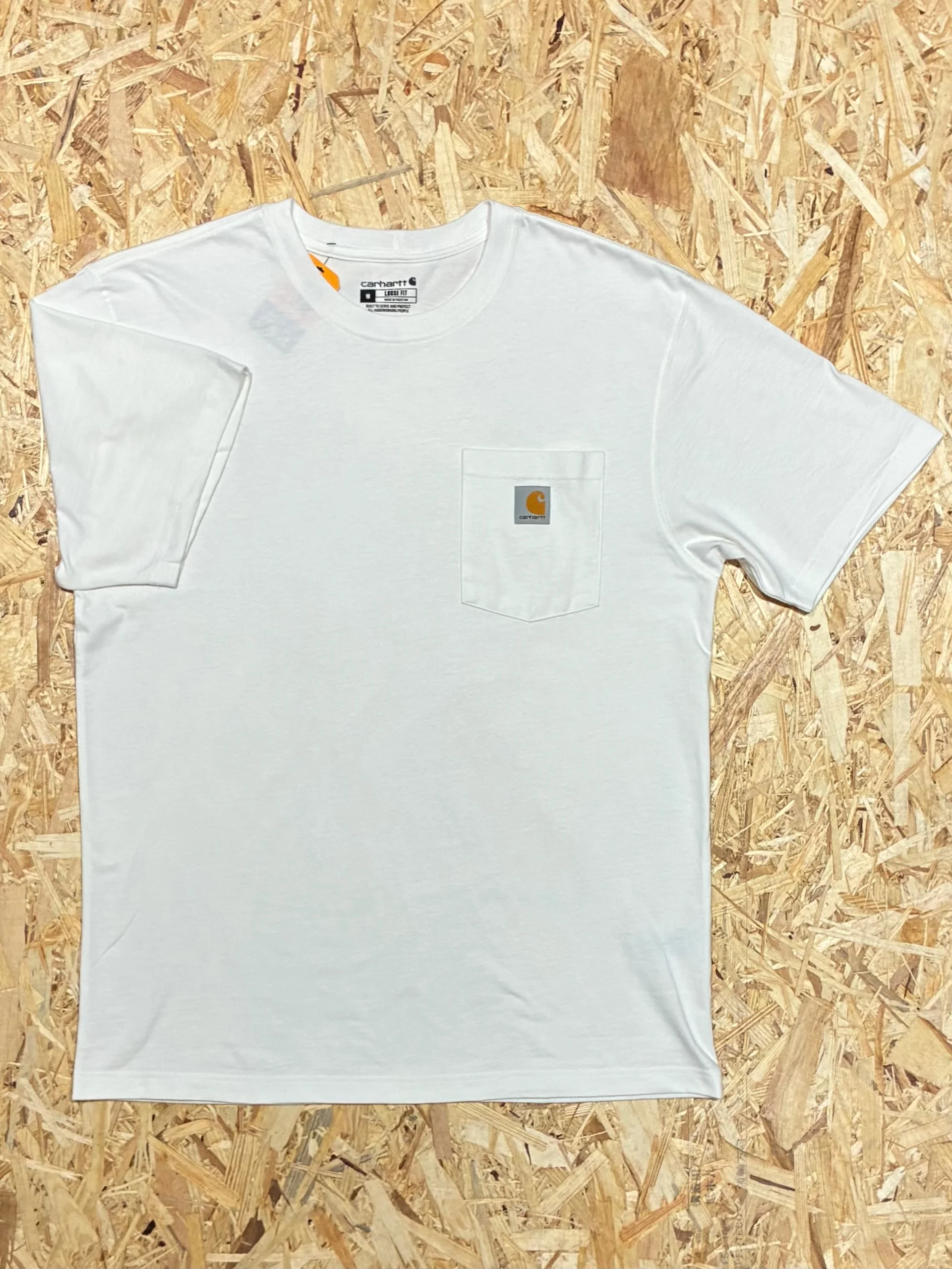 Carhartt ポケットTシャツ メンズ ヘビーウェイト ルーズフィット 半袖Tシャツ　ホワイト　正面