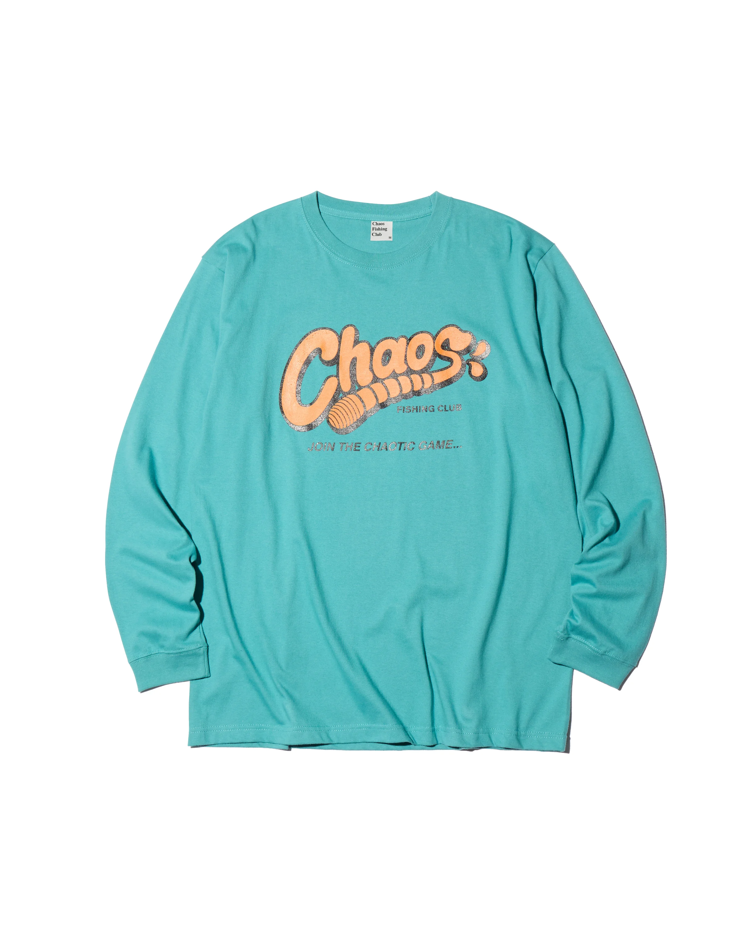 ワーム グラフィック ロングスリーブTシャツ メンズ ストリート フィッシング ロンT  グリーン 正面