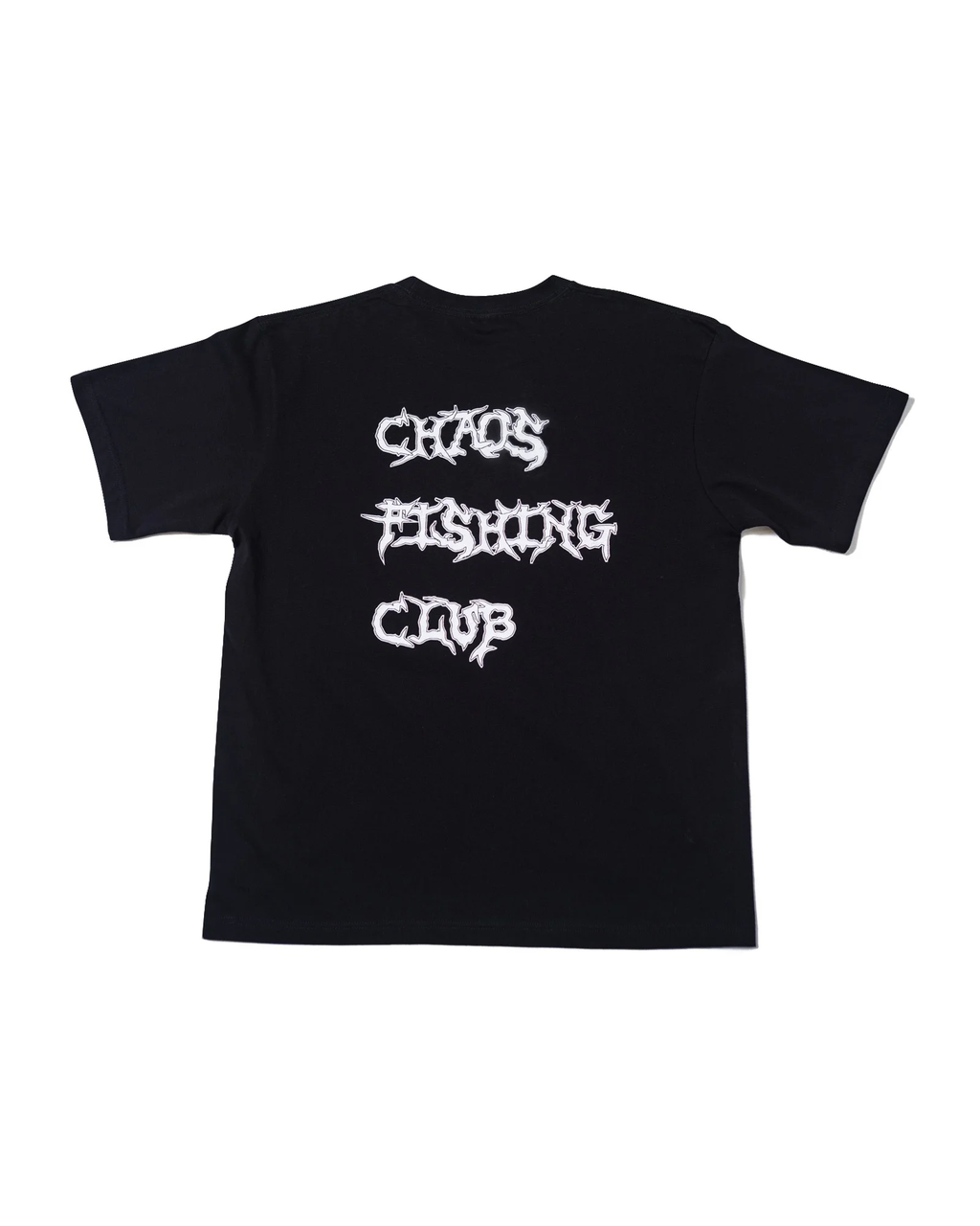 Chaos Fishing Club グラフィックTシャツ メンズ バックプリント 6.2oz コットン 半袖Tシャツ ブラック 背中
