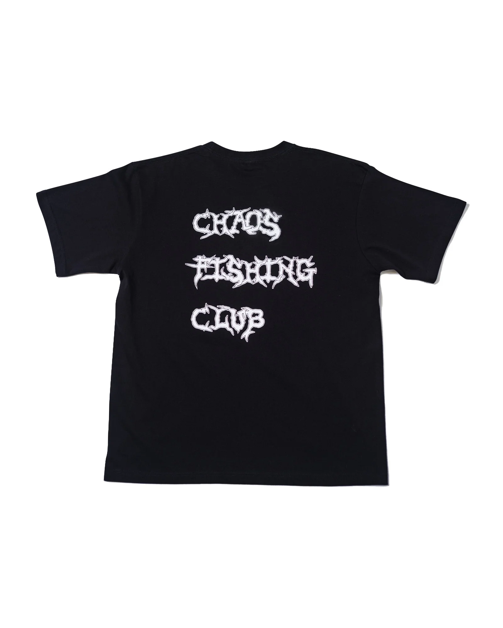 Chaos Fishing Club グラフィックTシャツ メンズ バックプリント 6.2oz コットン 半袖Tシャツ ブラック 背中
