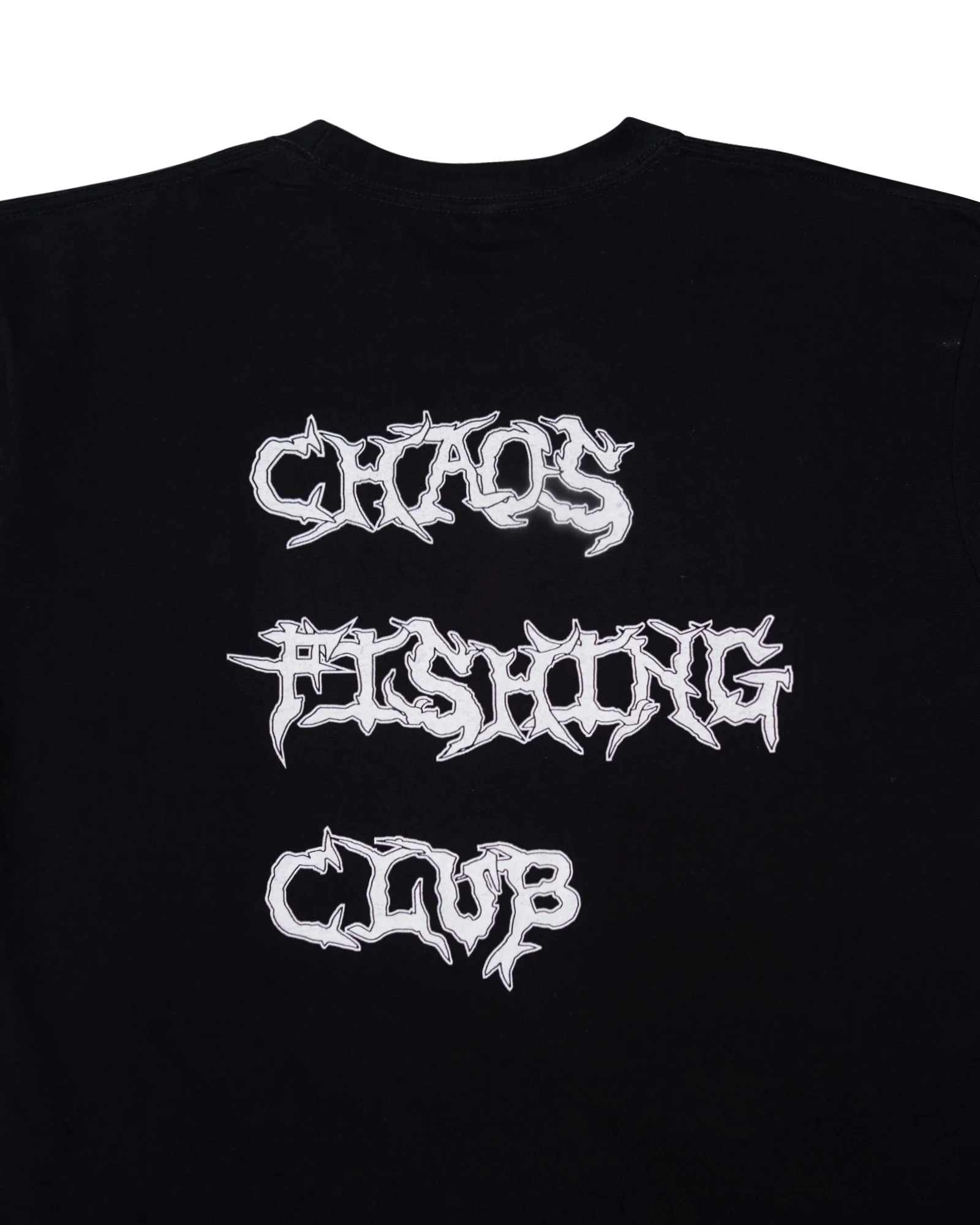 Chaos Fishing Club グラフィックTシャツ メンズ バックプリント 6.2oz コットン 半袖Tシャツ ブラック 背中　拡大