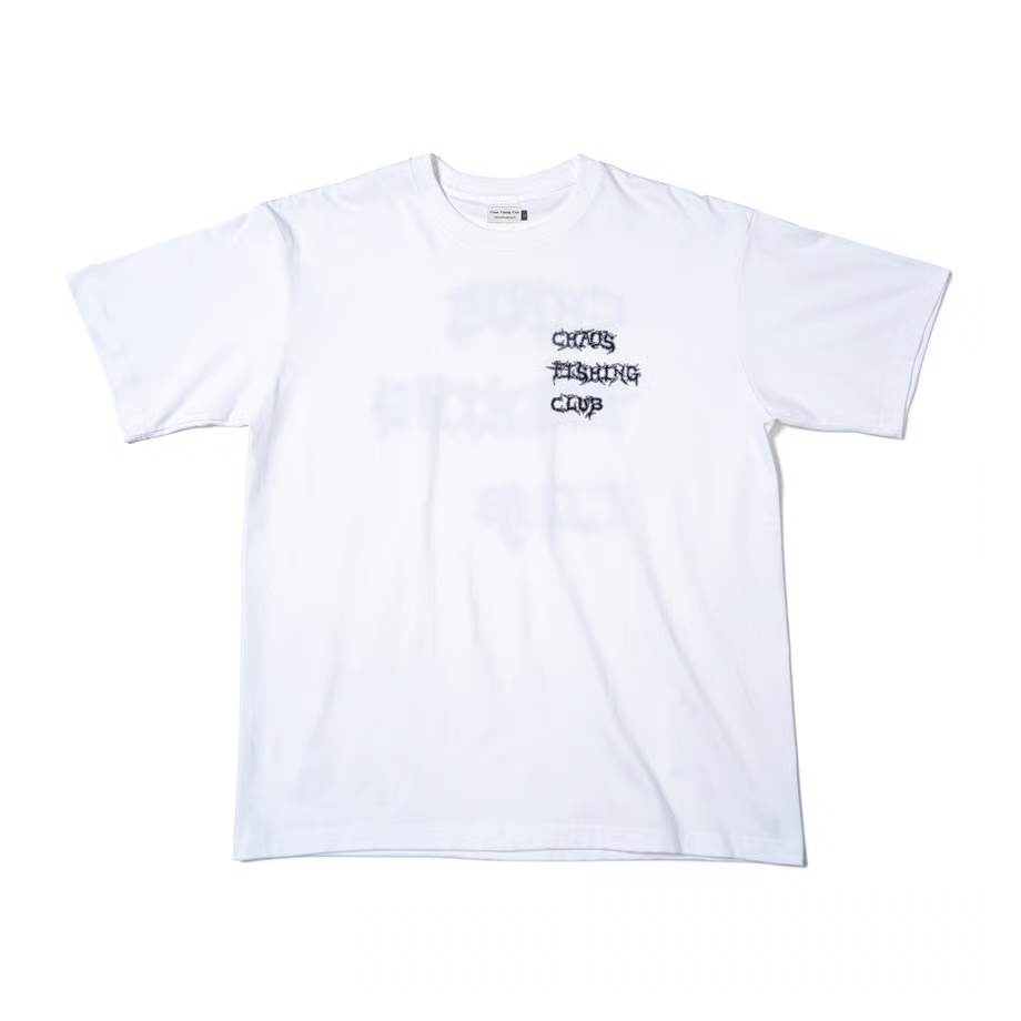 Chaos Fishing Club グラフィックTシャツ メンズ バックプリント 6.2oz コットン 半袖Tシャツ ホワイト　正面