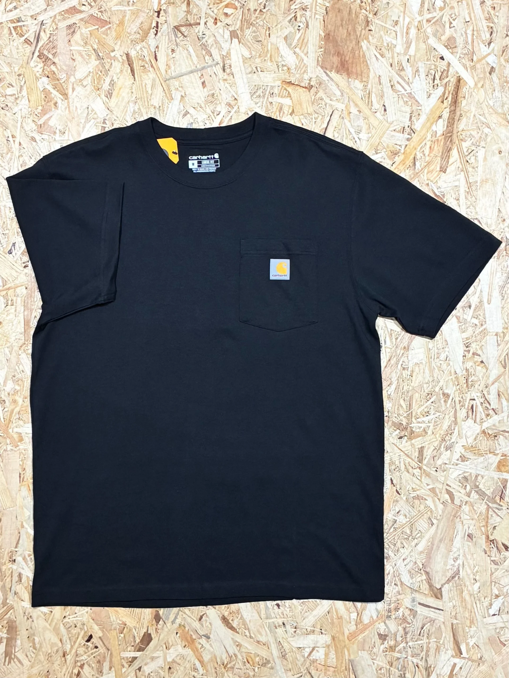 Carhartt ポケットTシャツ メンズ ヘビーウェイト ルーズフィット 半袖Tシャツ　ブラック正面