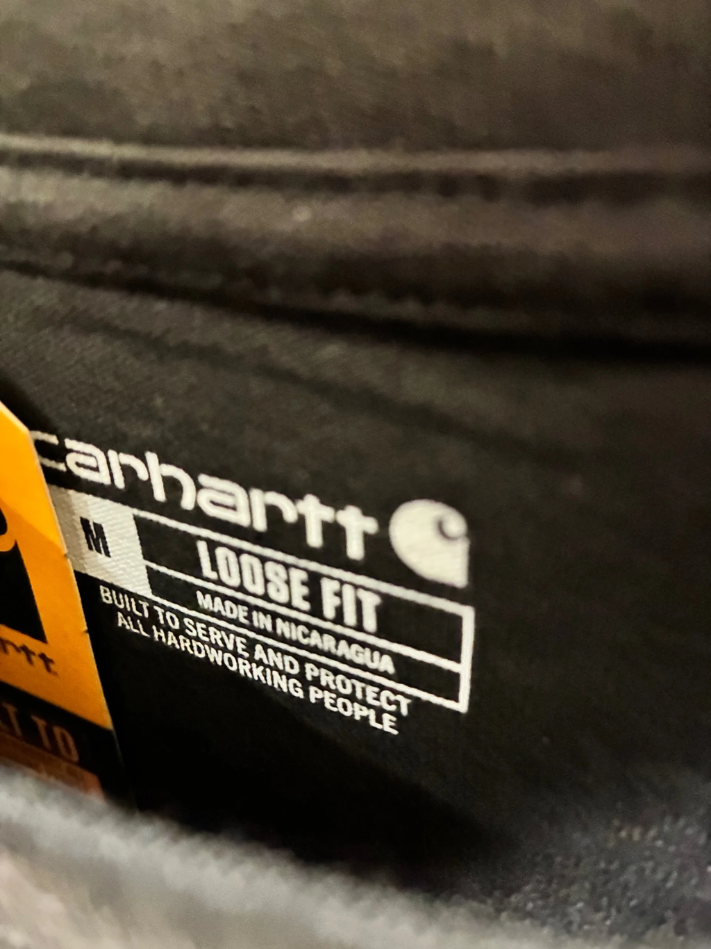 Carhartt ポケットTシャツ メンズ ヘビーウェイト ルーズフィット 半袖Tシャツ　ブラック　タグ　正面