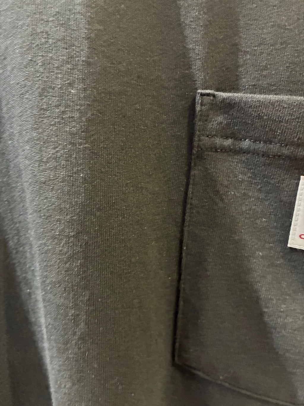 Carhartt ポケットTシャツ メンズ ヘビーウェイト ルーズフィット 半袖Tシャツ　ブラック　生地　拡大