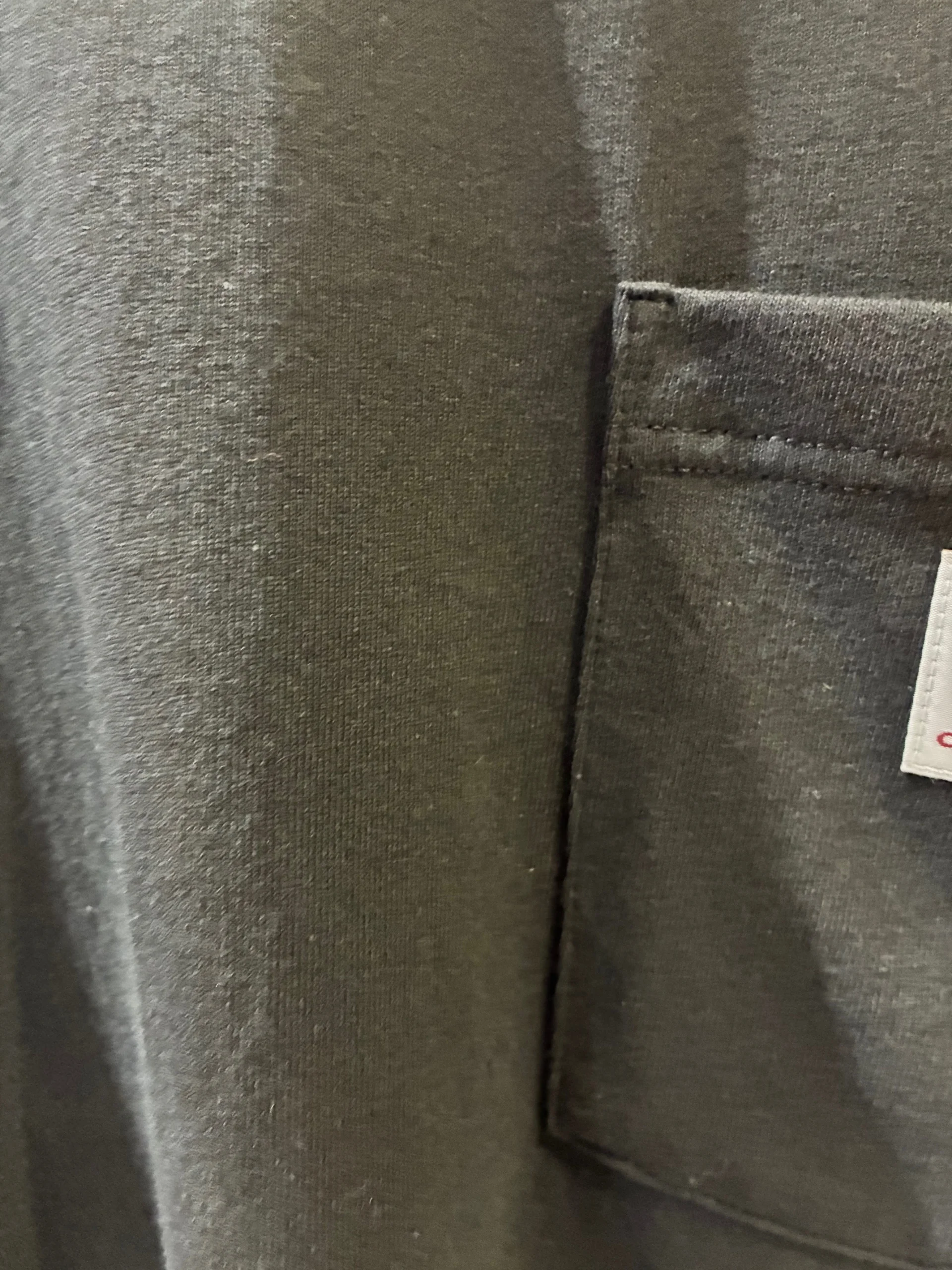Carhartt ポケットTシャツ メンズ ヘビーウェイト ルーズフィット 半袖Tシャツ　ブラック　生地　拡大