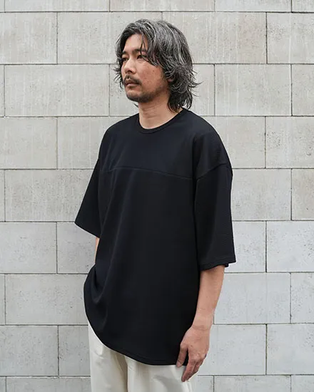FAKIE STANCE ワッフルTシャツ メンズ ビッグシルエット 半袖 ストリート ブラック　着用イメージ
