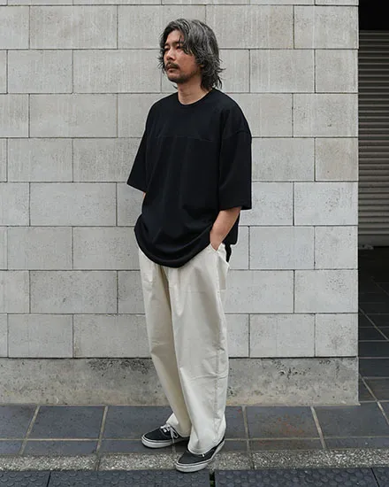 FAKIE STANCE ワッフルTシャツ メンズ ビッグシルエット 半袖 ストリート ブラック　着用イメージ