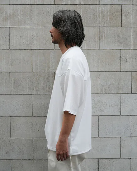 FAKIE STANCE ワッフルTシャツ メンズ ビッグシルエット 半袖 ストリート ホワイト　着用イメージ
