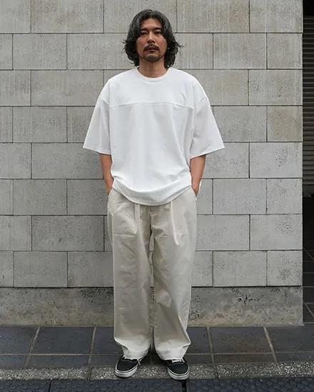 FAKIE STANCE ワッフルTシャツ メンズ ビッグシルエット 半袖 ストリート ホワイト　着用イメージ