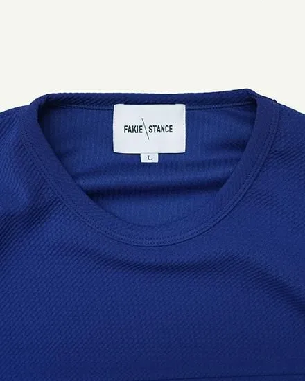 FAKIE STANCE ワッフルTシャツ メンズ ビッグシルエット 半袖 ストリート ネイビー　首元