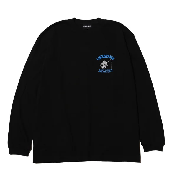 LUNKER KILLER MASATO MAEKAWA COEXISTENCE オーバーサイズ ロングスリーブTシャツ メンズ グラフィック ロンT　正面画像