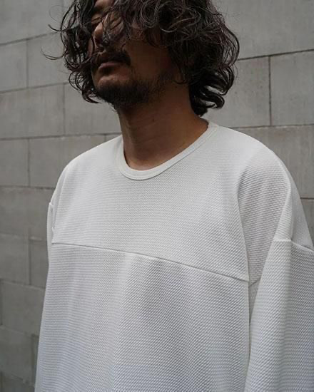 FAKIE STANCE Hockey Tee ロングスリーブ ワッフル ビッグシルエット ロンT メンズ ホワイト　正面　拡大　着用イメージ