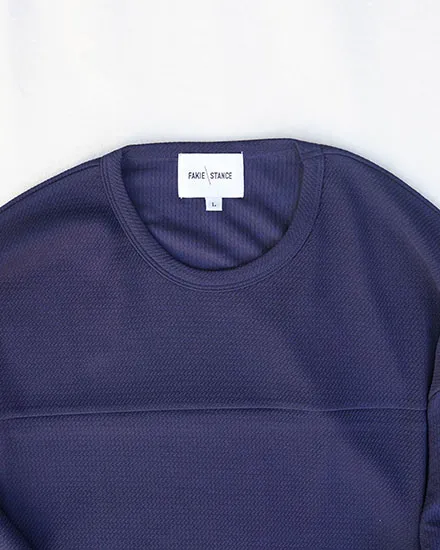 FAKIE STANCE Hockey Tee ロングスリーブ ワッフル ビッグシルエット ロンT メンズ ネイビー　首元 拡大