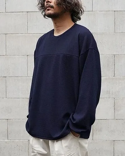 FAKIE STANCE Hockey Tee ロングスリーブ ワッフル ビッグシルエット ロンT メンズ ネイビー　正面　