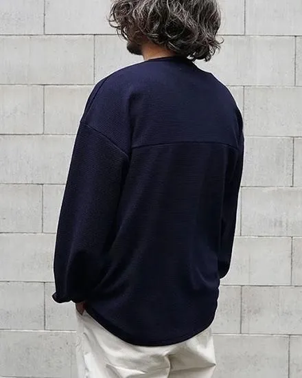 FAKIE STANCE Hockey Tee ロングスリーブ ワッフル ビッグシルエット ロンT メンズ ネイビー　背中　着用イメージ
