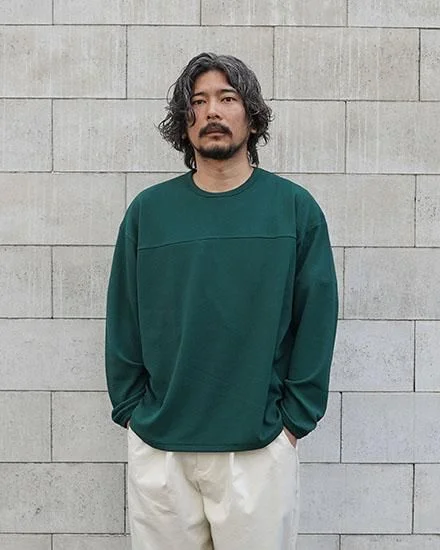 FAKIE STANCE Hockey Tee ロングスリーブ ワッフル ビッグシルエット ロンT メンズ　グリーン　着用イメージ