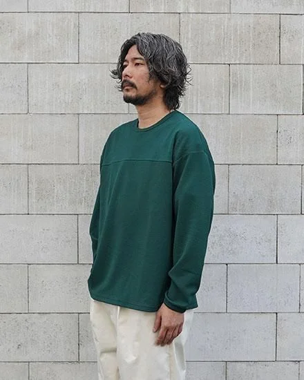 FAKIE STANCE Hockey Tee ロングスリーブ ワッフル ビッグシルエット ロンT メンズ グリーン　着用イメージ