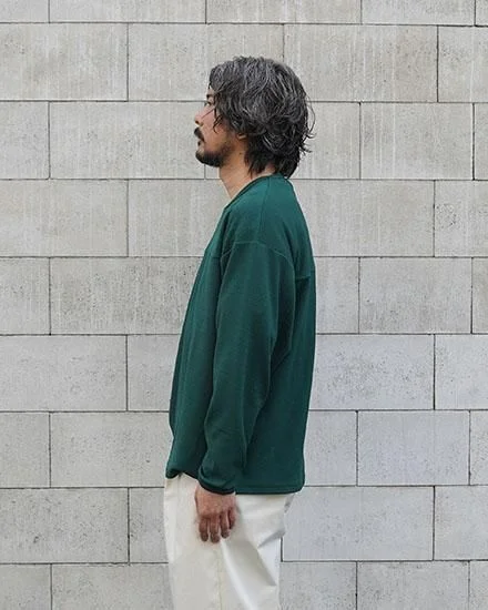 FAKIE STANCE Hockey Tee ロングスリーブ ワッフル ビッグシルエット ロンT メンズ グリーン　着用イメージ
