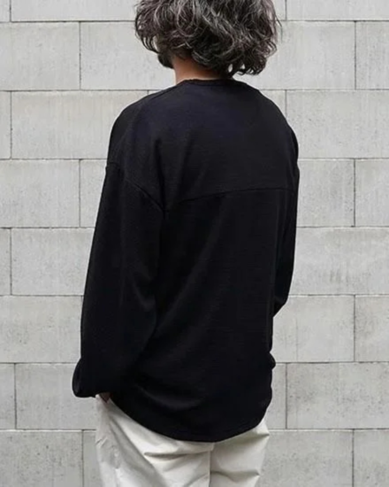 FAKIE STANCE Hockey Tee ロングスリーブ ワッフル ビッグシルエット ロンT メンズ ブラック　着用イメージ