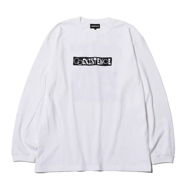 MASATO MAEKAWA LUNKER KILLER COEXISTENCE ロングスリーブTシャツ オーバーサイズ 綿100％ メンズ グラフィック ロンT　ホワイト　正面