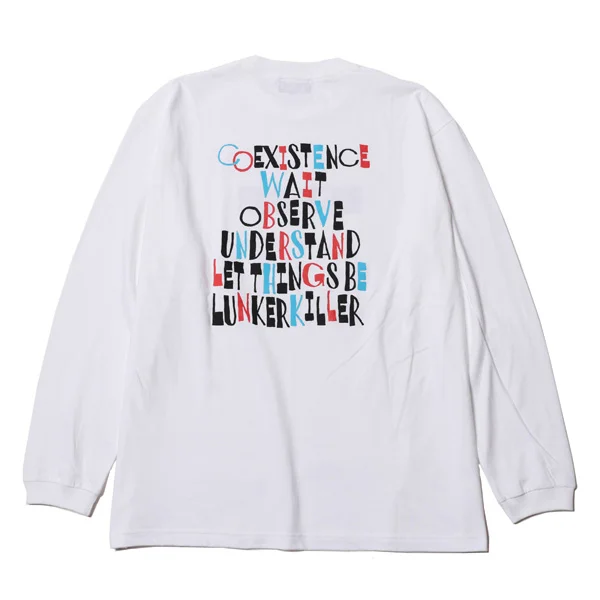 MASATO MAEKAWA LUNKER KILLER COEXISTENCE ロングスリーブTシャツ オーバーサイズ 綿100％ メンズ グラフィック ロンT ホワイト　背面