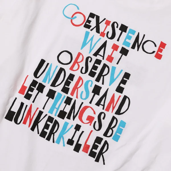 MASATO MAEKAWA LUNKER KILLER COEXISTENCE ロングスリーブTシャツ オーバーサイズ 綿100％ メンズ グラフィック ロンT　背面　ロゴ　拡大