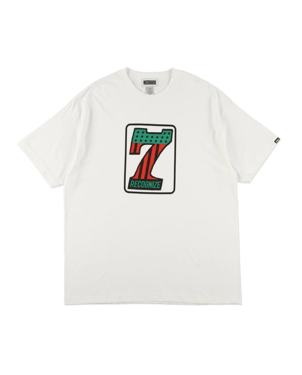 RECOGNIZE  MURO No.1ロゴ 7インチレコード Juneteenthカラー グラフィック 半袖 コットンTシャツ メンズ ホワイト