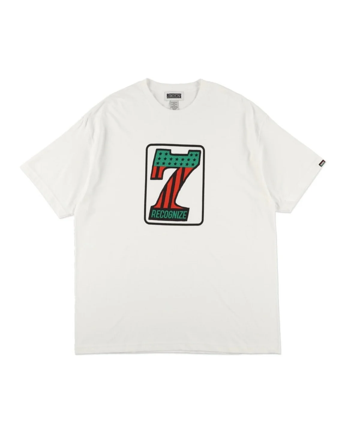 RECOGNIZE  MURO No.1ロゴ 7インチレコード Juneteenthカラー グラフィック 半袖 コットンTシャツ メンズ ホワイト