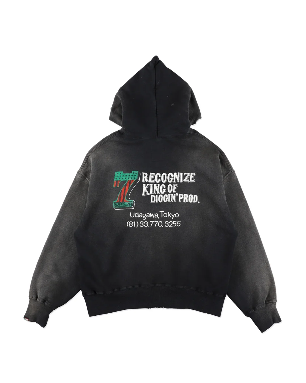 RECOGNIZE X BOW WOW ( レコグナイズ X バウワウ ) / 7Vinyl Zip Hoodie ( 7 ヴァイナリー ジップ フーディー ）/ Aged Black (エイジド ブラック）