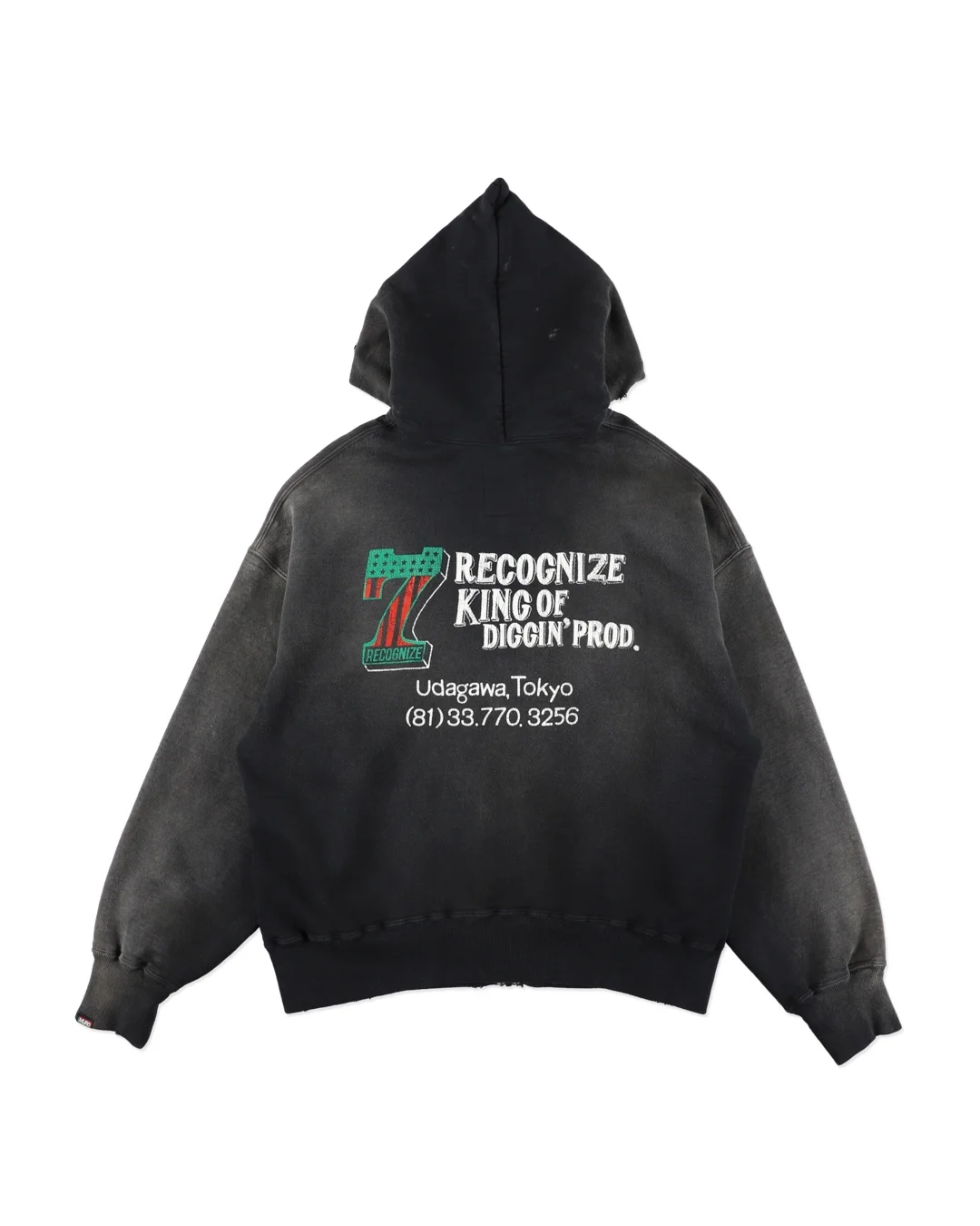 RECOGNIZE X BOW WOW ( レコグナイズ X バウワウ ) / 7Vinyl Zip Hoodie ( 7 ヴァイナリー ジップ フーディー ）/ Aged Black (エイジド ブラック）