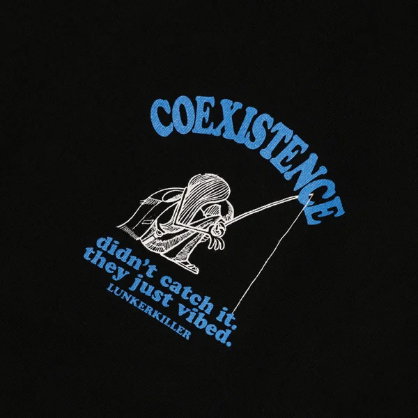 LUNKER KILLER MASATO MAEKAWA COEXISTENCE オーバーサイズ ロングスリーブTシャツ メンズ グラフィック ロンT　胸元のグラフィック拡大画像